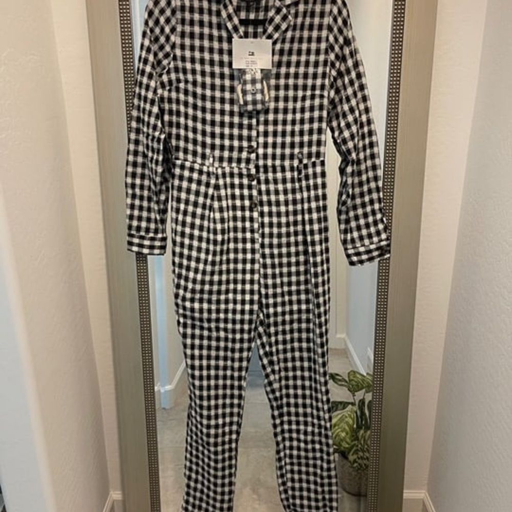 Plaid Black and White Jumpsuit Boho women’s romper